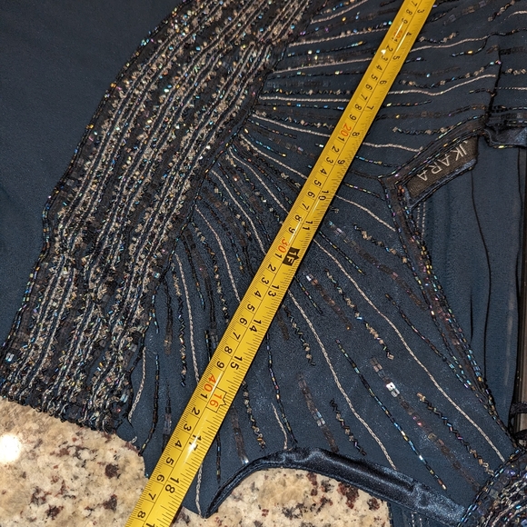 J Kara 2-piece Navy Beaded mother of the bride Dress with Cardigan 14 - Picture 6 of 6